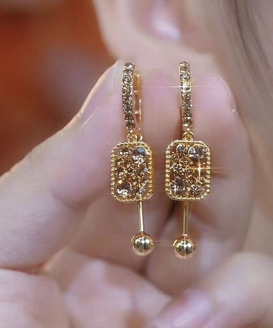 Novelty Coffee Sterling Silver Overgild Zircon Crystal Tassel Drop Earrings YD037 ABC