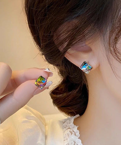 Novelty Gold Copper Alloy Crystal Sugar Stud Earrings YA048 ABC