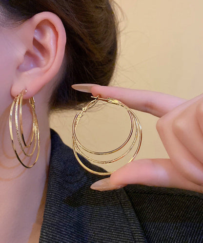 Novelty Gold Metal Alloy Layered Hoop Earrings ZZ054 JEW-EAR240613