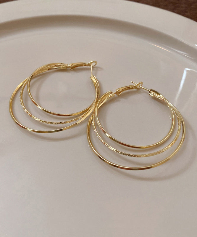 Novelty Gold Metal Alloy Layered Hoop Earrings ZZ054 JEW-EAR240613