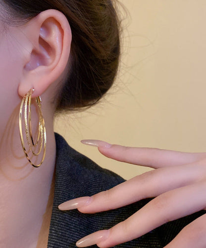 Novelty Gold Metal Alloy Layered Hoop Earrings ZZ054 JEW-EAR240613