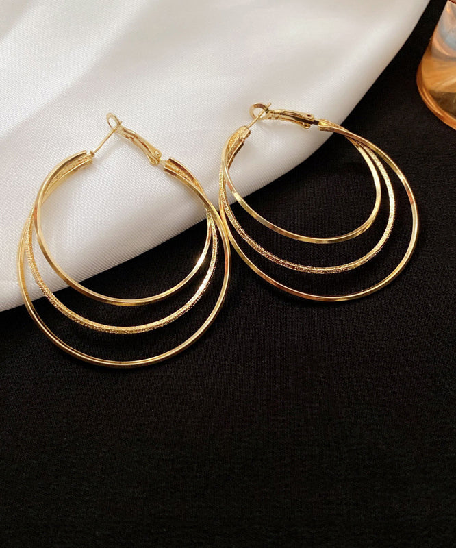 Novelty Gold Metal Alloy Layered Hoop Earrings ZZ054 JEW-EAR240613