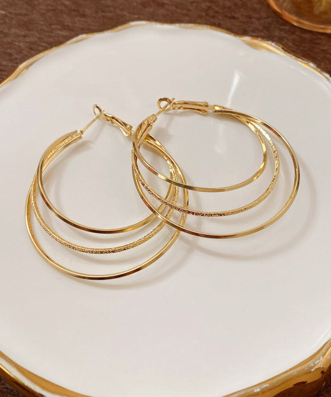 Novelty Gold Metal Alloy Layered Hoop Earrings ZZ054 JEW-EAR240613