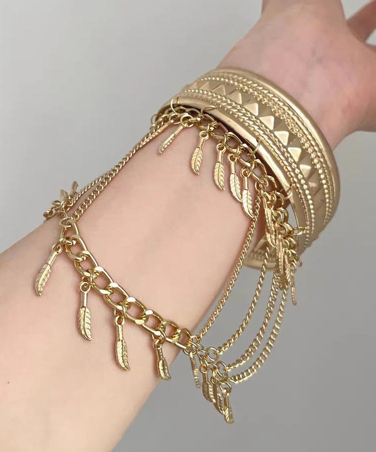 Gold Metal Body Chain And Novelty Leaf Bracelet Tassel FashionChic