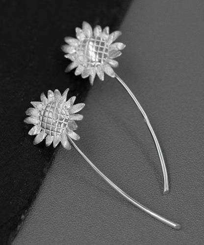 Novelty Gold Sterling Silver Overgild Sunflower Detachable Drop Earrings QQ037 JEW-EAR240811