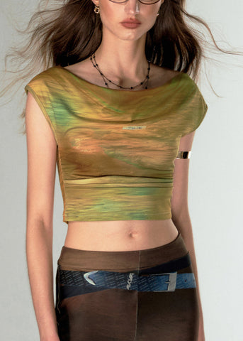 Novelty Green O-Neck Print Vest Sleeveless UU1001 SH-LF-VTP240526