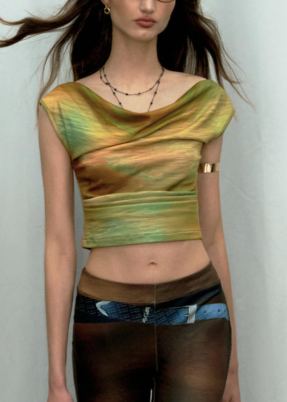 Novelty Green O-Neck Print Vest Sleeveless UU1001 SH-LF-VTP240526