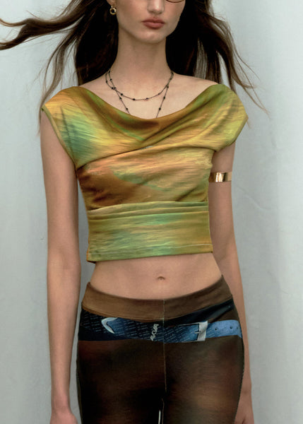 Novelty Green O-Neck Print Vest Sleeveless UU1001 SH-LF-VTP240526