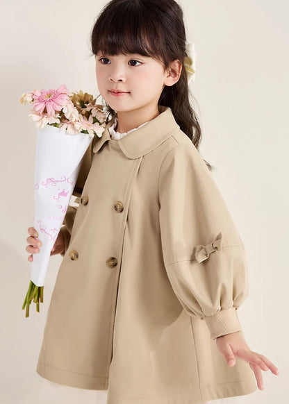 Novelty Khaki Peter Pan Collar Patchwork Button Girls Trench Coats Fall QV051 MM-RCTZCGTS241026