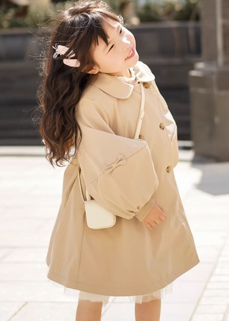 Novelty Khaki Peter Pan Collar Patchwork Button Girls Trench Coats Fall QV051 MM-RCTZCGTS241026