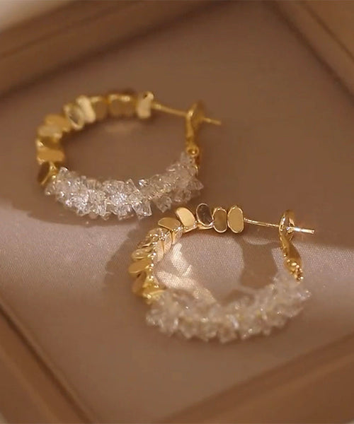 Light Crystal Alloy Copper Broken Silver Green Hoop Novelty FashionChic