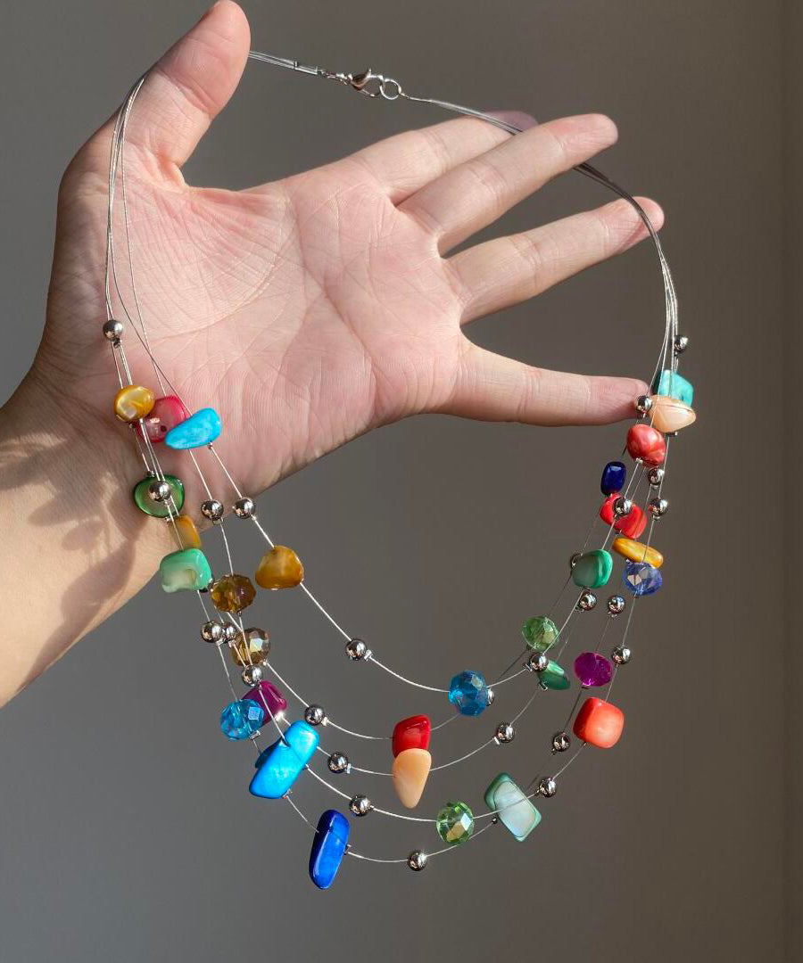 Layered Shell Multicolor Novelty Alloy Holiday Princess Necklace FashionChic