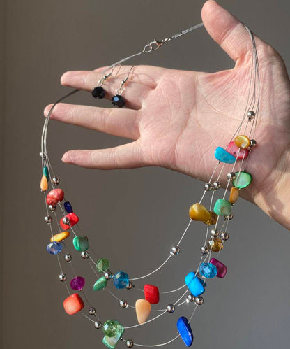 Layered Shell Multicolor Novelty Alloy Holiday Princess Necklace FashionChic