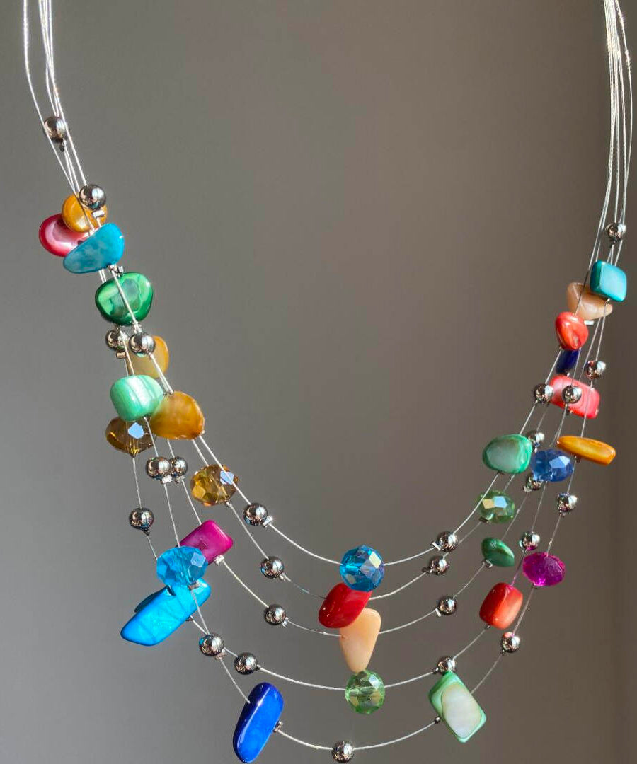 Layered Shell Multicolor Novelty Alloy Holiday Princess Necklace FashionChic