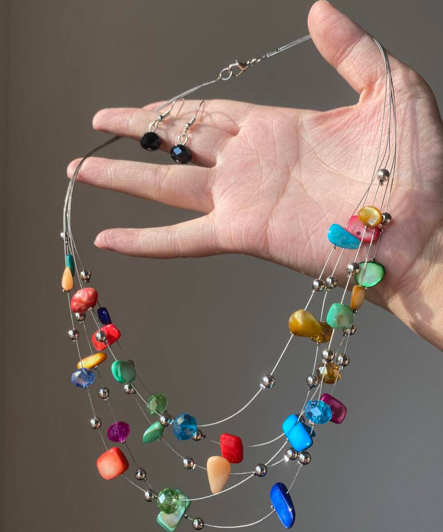 Layered Shell Multicolor Novelty Alloy Holiday Princess Necklace FashionChic