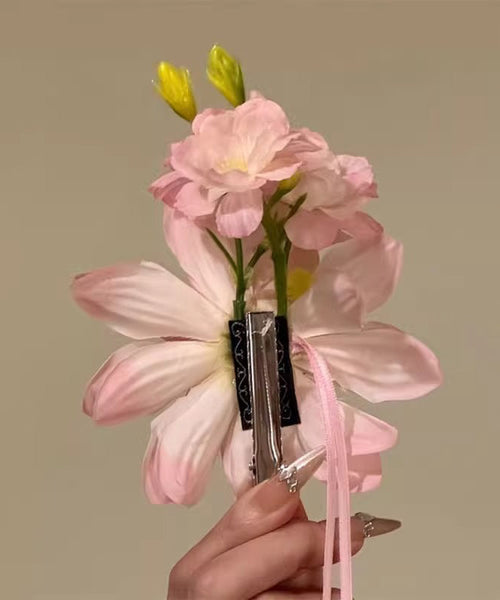 Ribbon Alloy Hairpin Novelty Pink Floral FashionChic