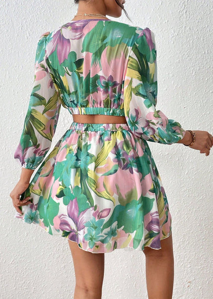 Novelty Pink Hollow Out Print Cotton Mid Dress Fall AU1021 OM-ZS240902