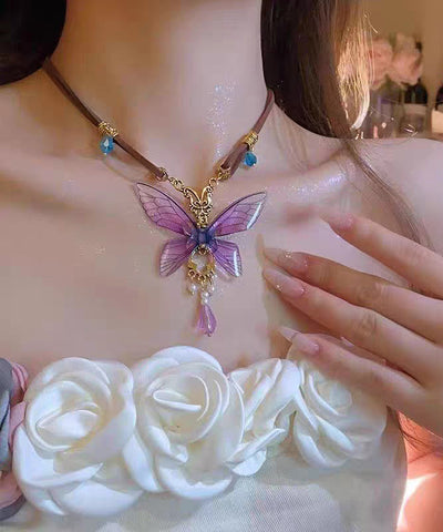 Silver Overgild Purple Novelty Sterling Butterfly Pearl Pendant FashionChic