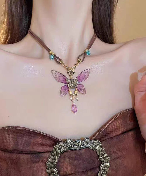 Silver Overgild Purple Novelty Sterling Butterfly Pearl Pendant FashionChic