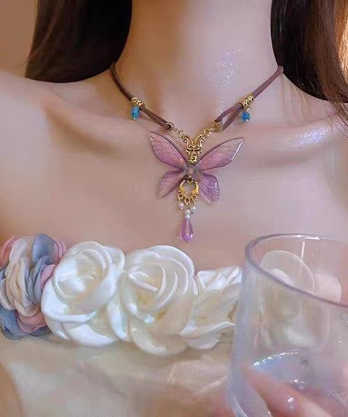 Silver Overgild Purple Novelty Sterling Butterfly Pearl Pendant FashionChic