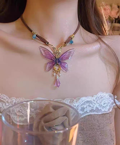 Silver Overgild Purple Novelty Sterling Butterfly Pearl Pendant FashionChic