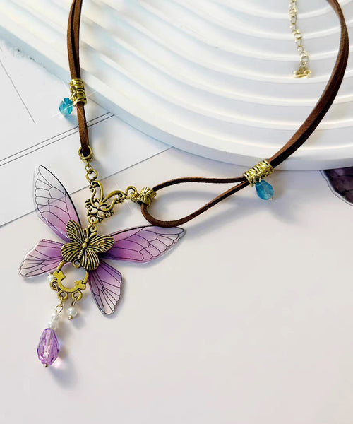 Silver Overgild Purple Novelty Sterling Butterfly Pearl Pendant FashionChic