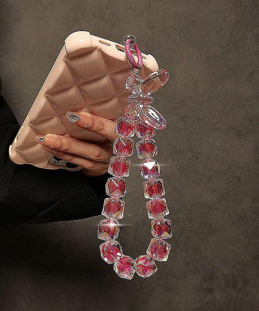 Novelty Red Metal Crystal Bow Beading Chain Phone Chains TX020