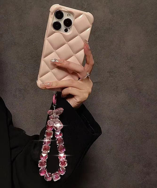 Novelty Red Metal Crystal Bow Beading Chain Phone Chains TX020