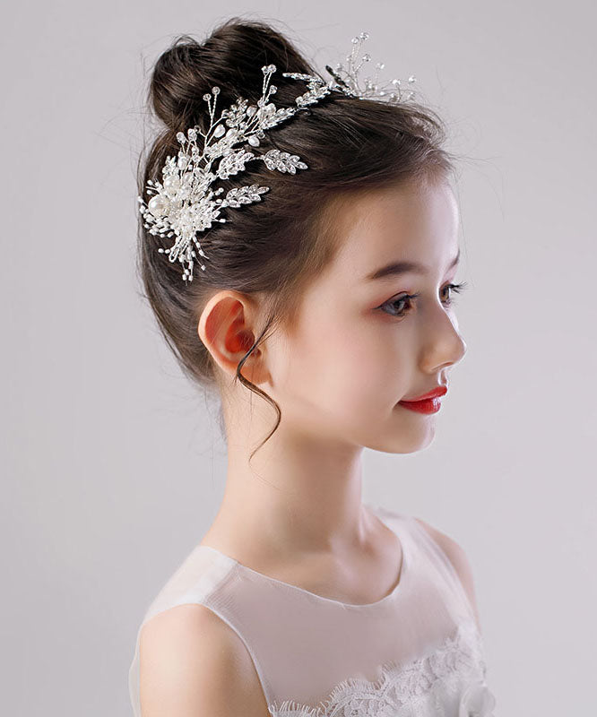 Novelty White Zircon Pearl Leaf A Pair Kids Hairpin IU052 TZ-FQ-HAI240802