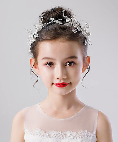 Novelty White Zircon Pearl Leaf A Pair Kids Hairpin IU052 TZ-FQ-HAI240802