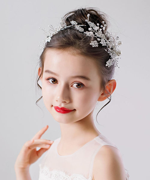 Novelty White Zircon Pearl Leaf A Pair Kids Hairpin IU052 TZ-FQ-HAI240802