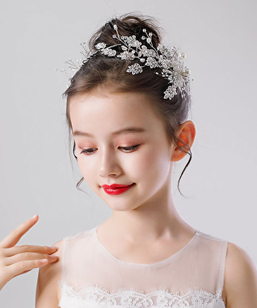 Novelty White Zircon Pearl Leaf A Pair Kids Hairpin IU052 TZ-FQ-HAI240802