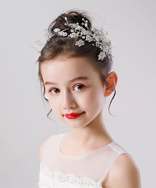 Novelty White Zircon Pearl Leaf A Pair Kids Hairpin IU052 TZ-FQ-HAI240802