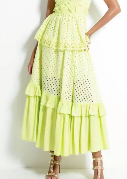 Novelty Yellow V Neck Hollow Out Cotton Spaghetti Strap Dress Sleeveless WW1053 Ada Fashion