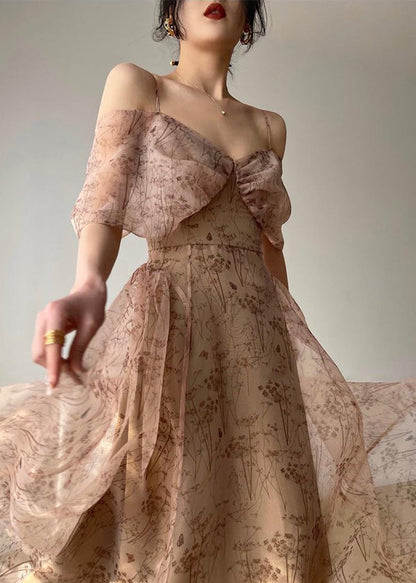 Novelty Zippered Print Chiffon Spaghetti Strap Dress Summer XX082 SH-LF-SDL240611