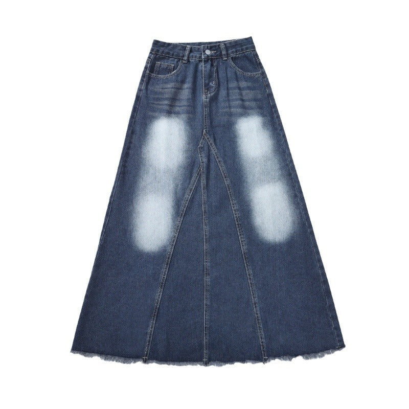 Elegant Gradient Color Patchwork Exra Large Hem Denim Skirt Spring JK1070 Ada Fashion