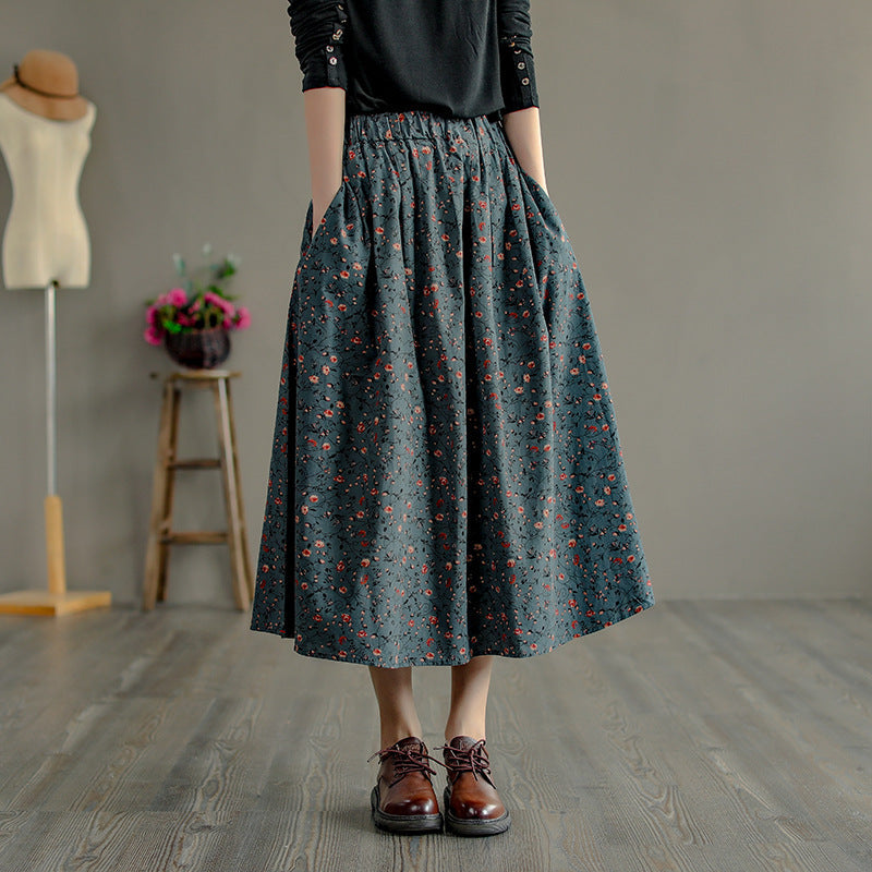 Retro Literary Floral Mid-Length Skirt OP1026 LPP