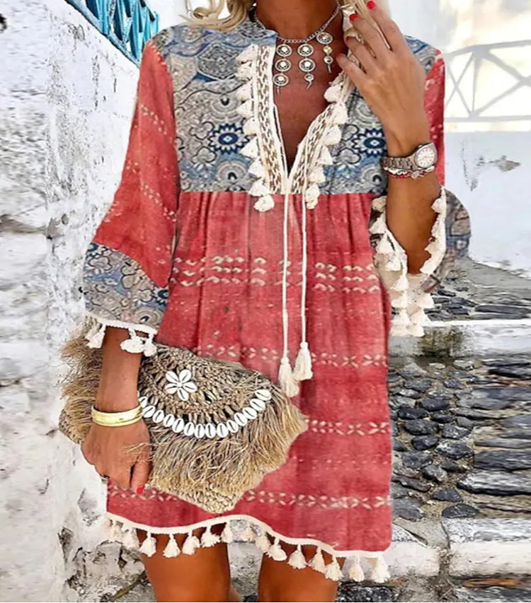 Boho Vacation Casual Dress MMr13 Furdela