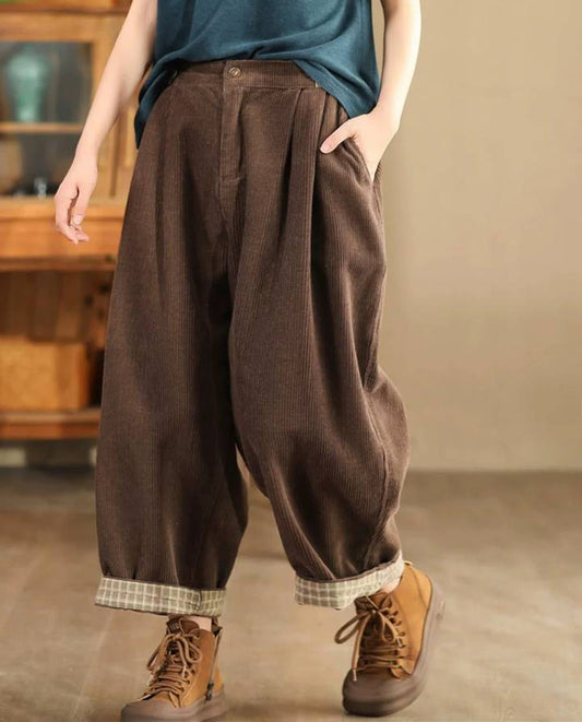 Women Summer Solid Linen Button Harem Pants CO1003 Ada Fashion