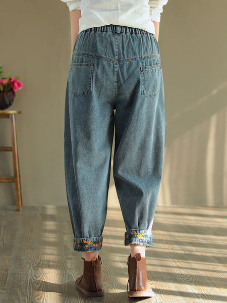 Vintage Ripped Embroidered Denim Harem Pants OP1025 QXH
