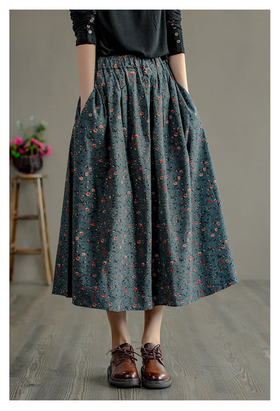 Retro Literary Floral Mid-Length Skirt OP1026 LPP