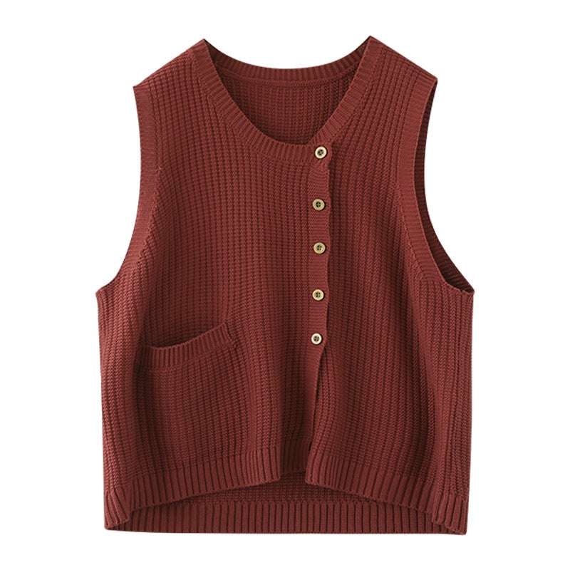 Women Winter Knitted Button Sleeveless Vest Waistcoat Sweater OP1017 LIMM