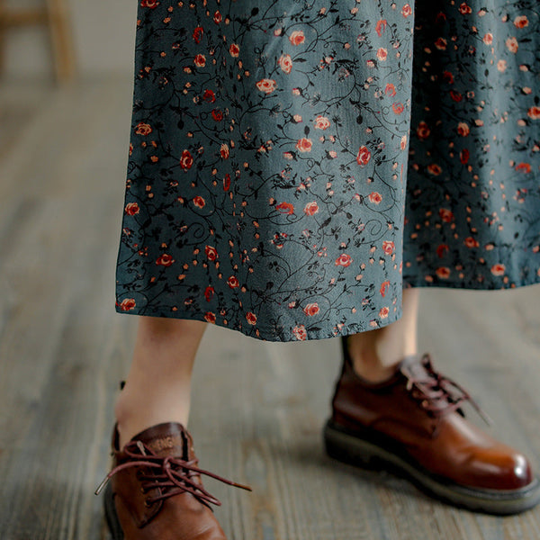 Retro Literary Floral Mid-Length Skirt OP1026 LPP