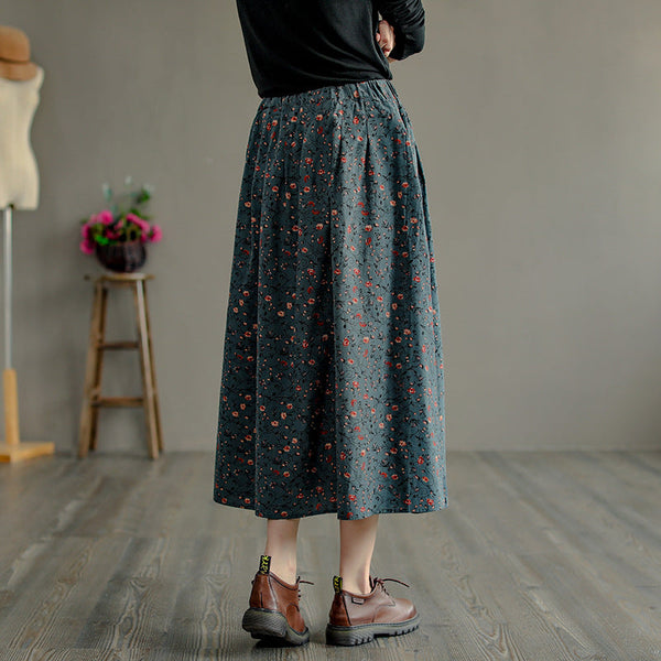 Retro Literary Floral Mid-Length Skirt OP1026 LPP