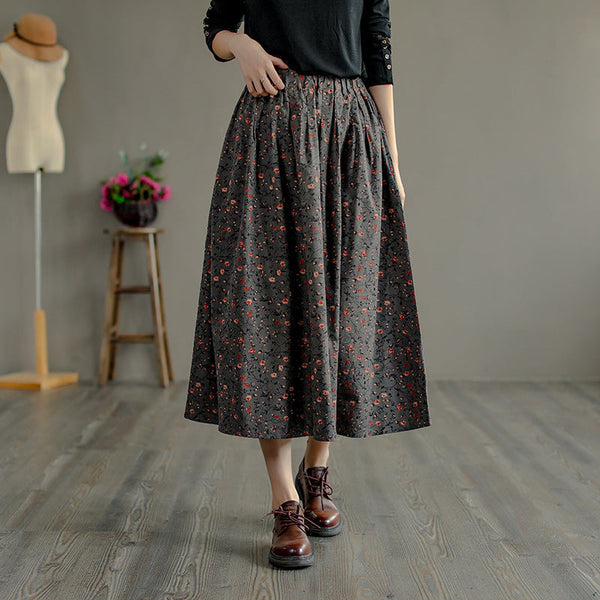 Retro Literary Floral Mid-Length Skirt OP1026 LPP