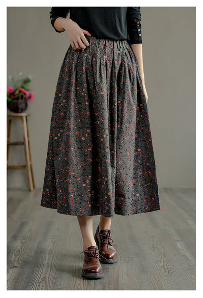 Retro Literary Floral Mid-Length Skirt OP1026 LPP