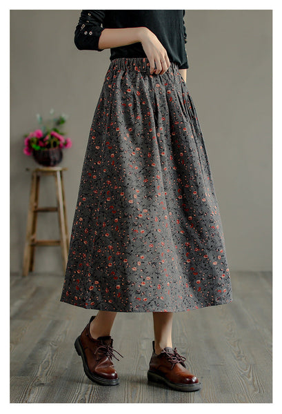 Retro Literary Floral Mid-Length Skirt OP1026 LPP