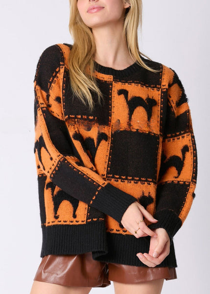 Orange Animal Cozy Knit Sweater O Neck Fall AE1027 OM-HW240901