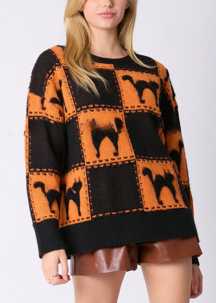 Orange Animal Cozy Knit Sweater O Neck Fall AE1027 OM-HW240901