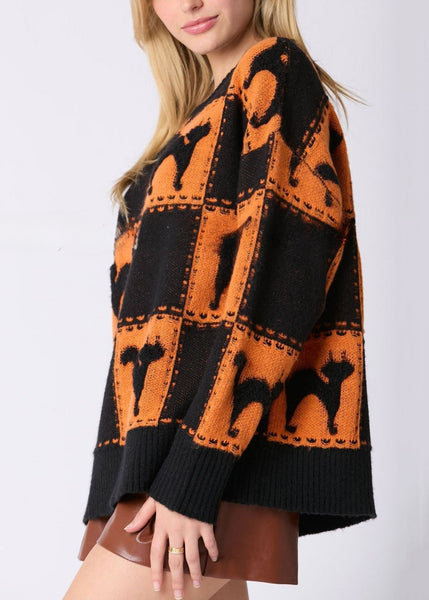 Orange Animal Cozy Knit Sweater O Neck Fall AE1027 OM-HW240901